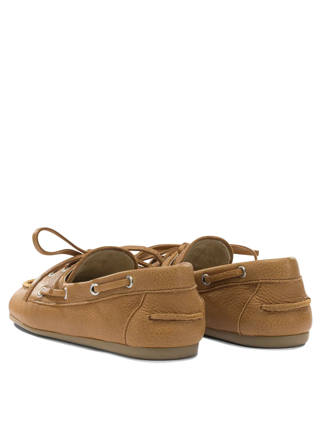 Tie Detail Leather Lace-Up Shoes