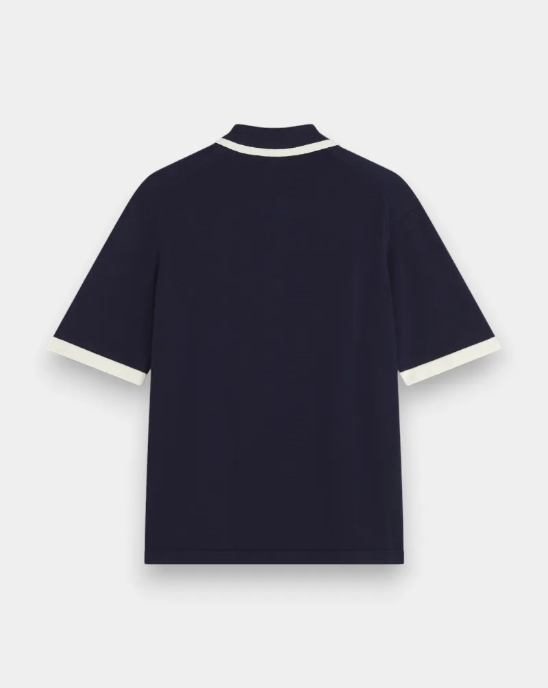 Ribbed-Trim Polo Shirt