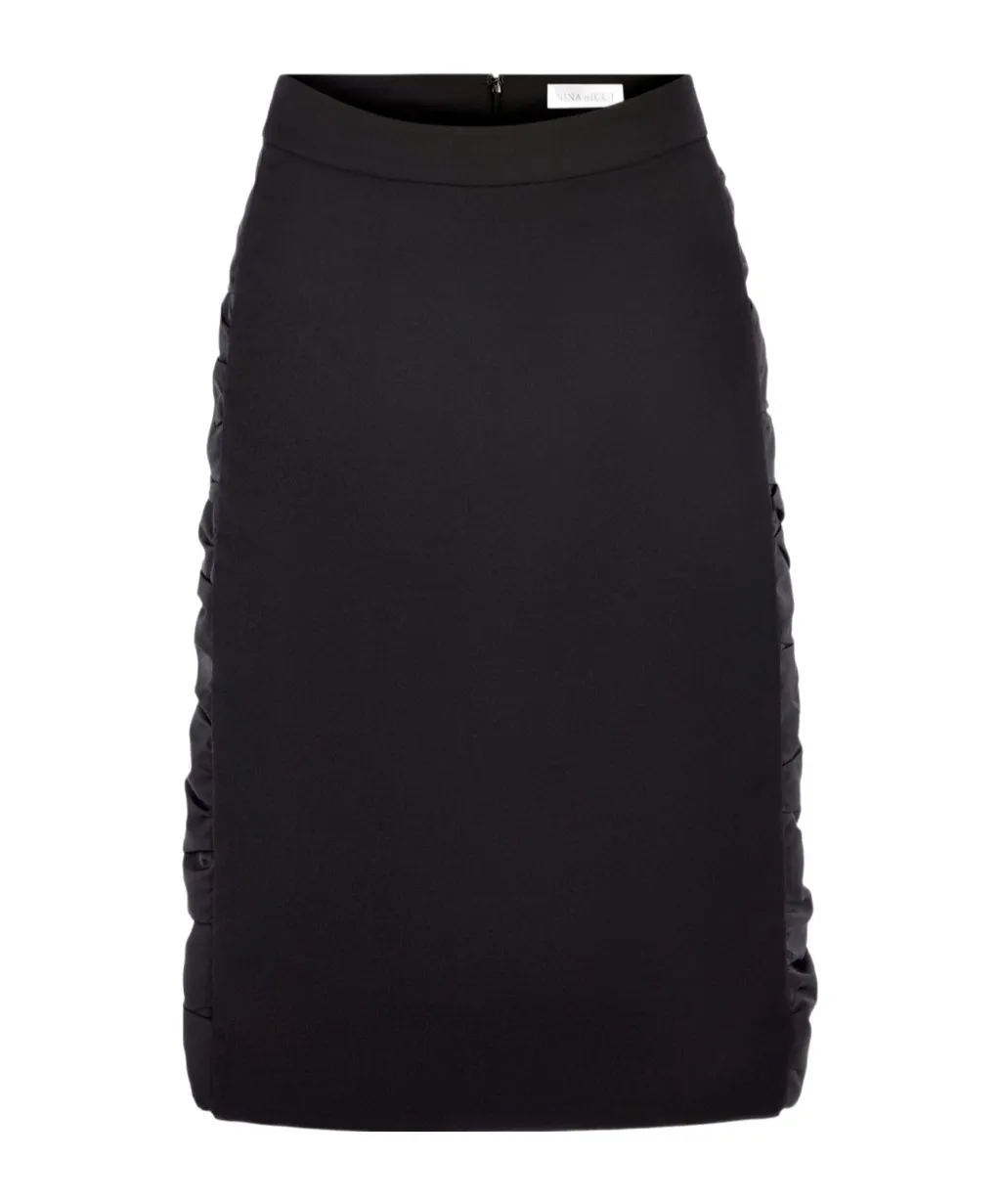 Ruched-Effect Wool Midi Skirt