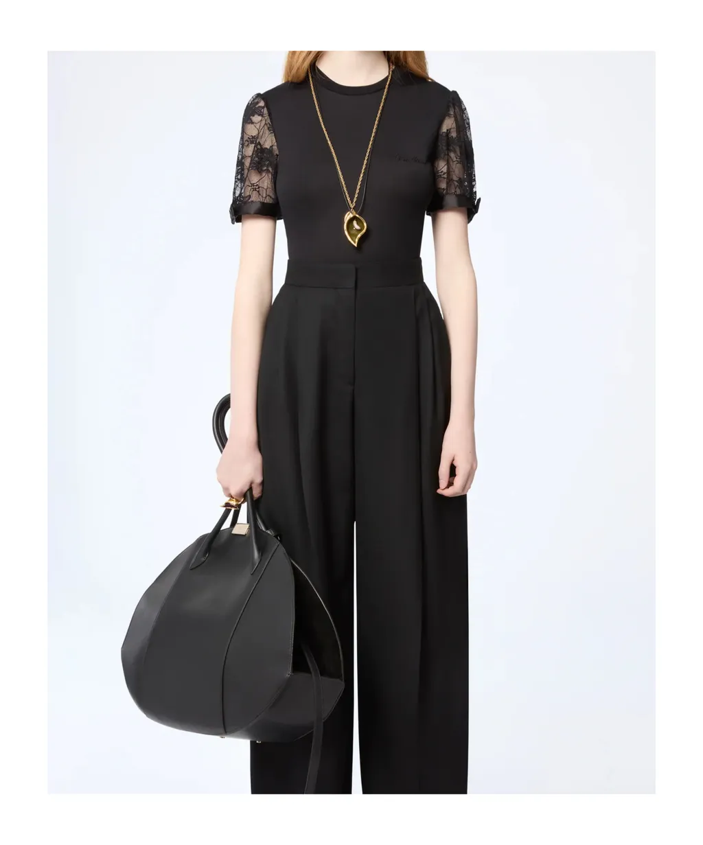 Lace-Embroidered T-Shirt