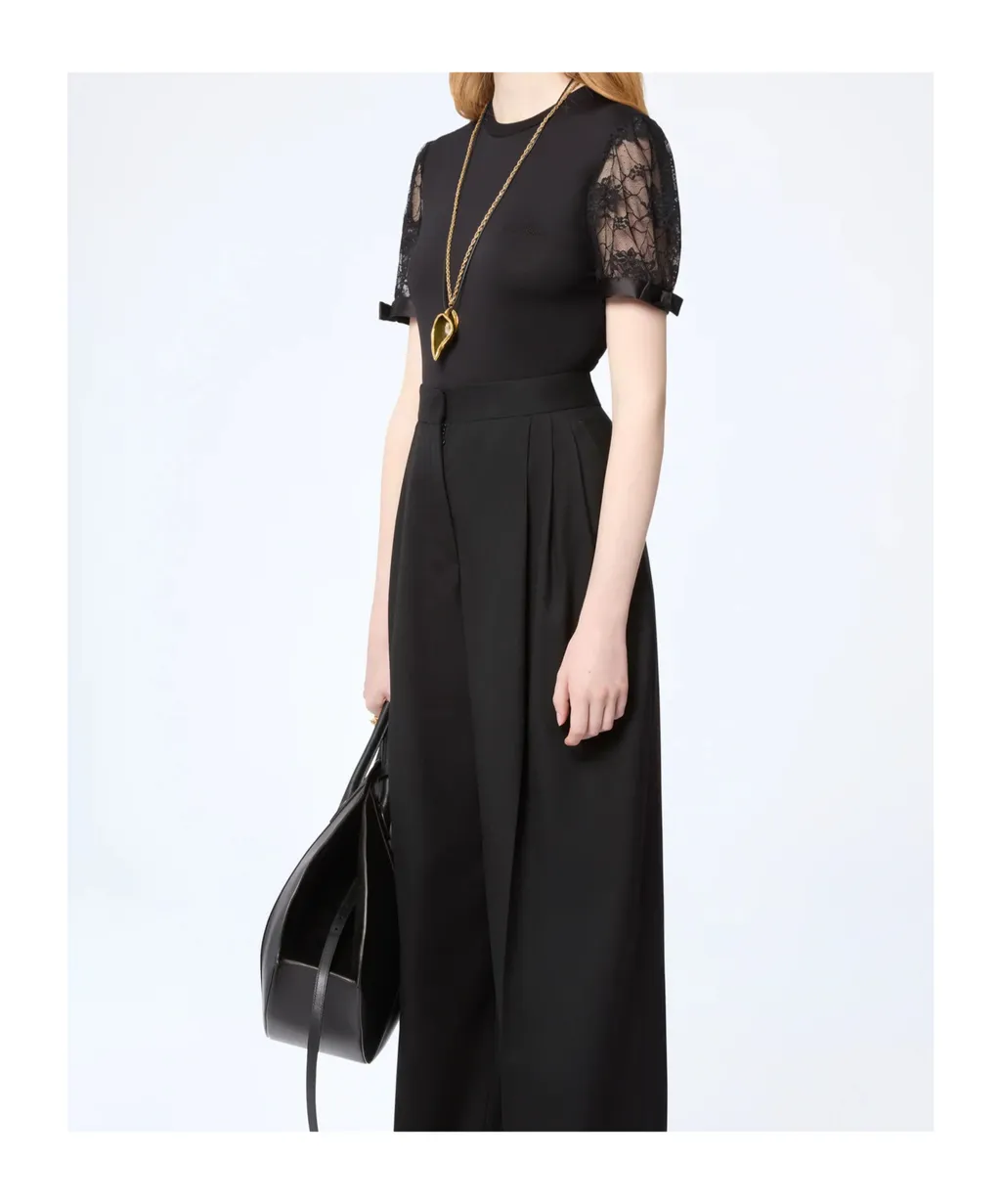 Lace-Embroidered T-Shirt