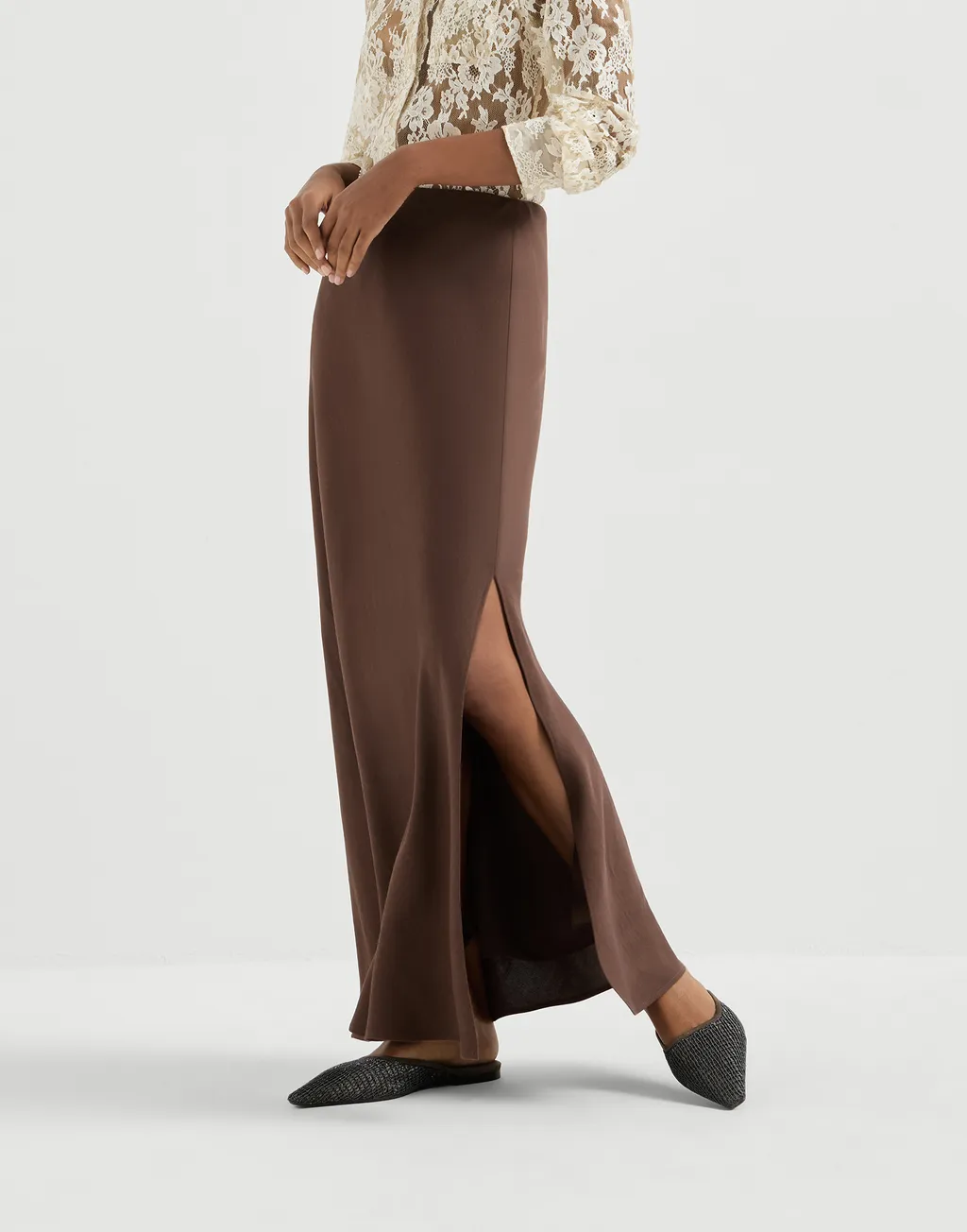 Slit-Detail Maxi Skirt
