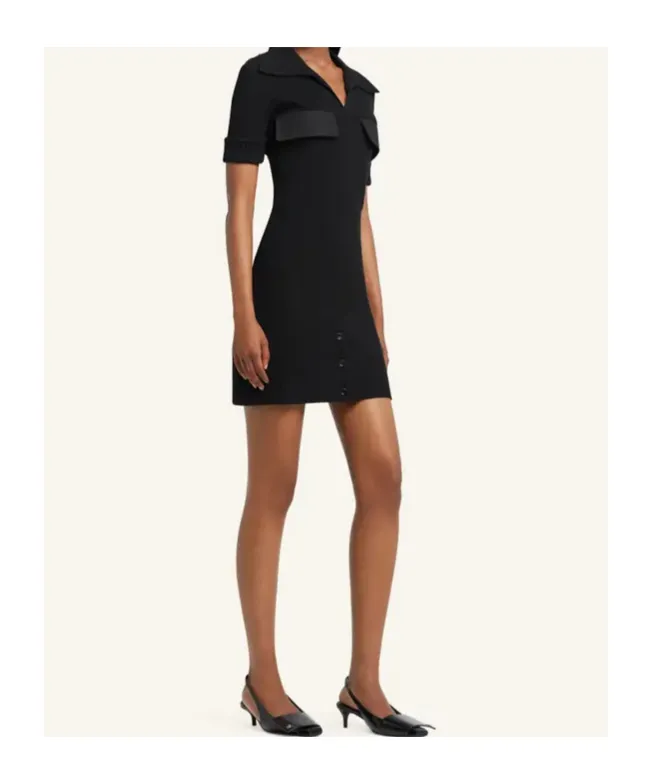 Ribbed-Knit Polo Mini Dress