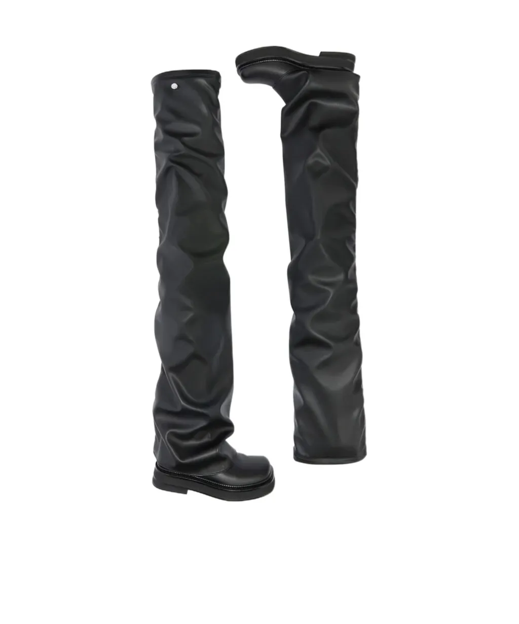 Robin Otk Black Thigh High Boot Flat