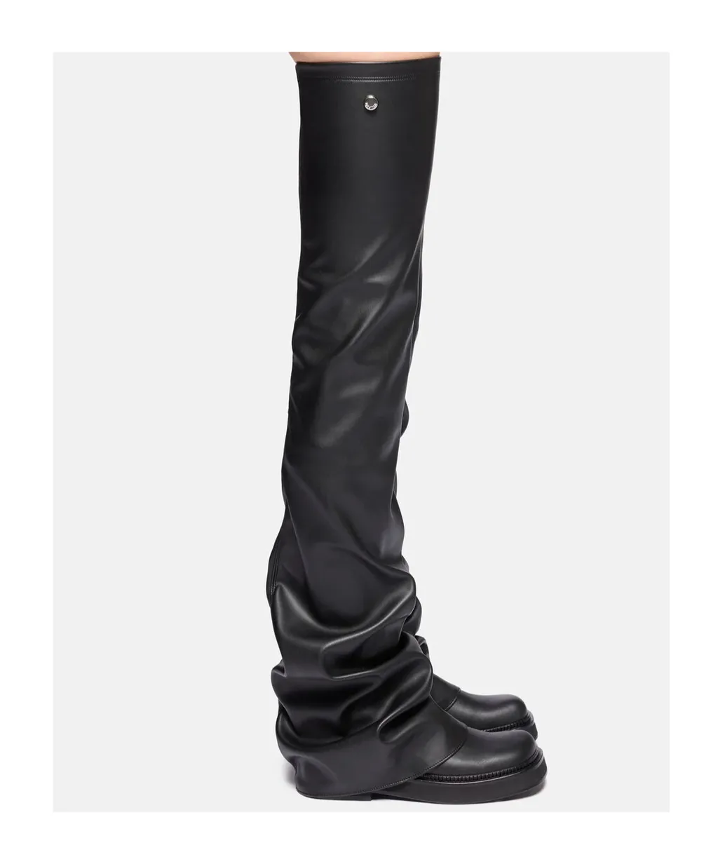 Robin Otk Black Thigh High Boot Flat