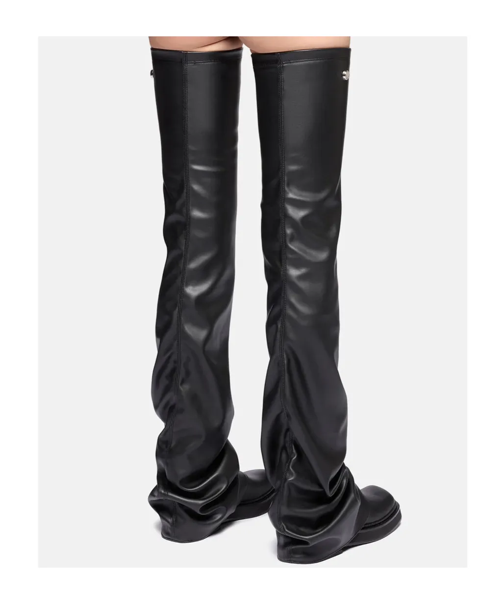 Robin Otk Black Thigh High Boot Flat