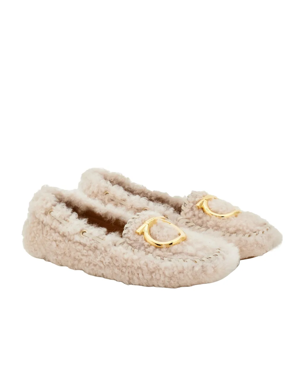 Ferragamo Flat Gancini Driver Loafers