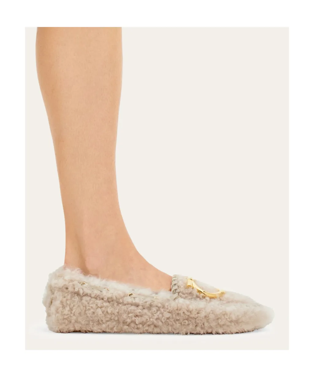 Ferragamo Flat Gancini Driver Loafers