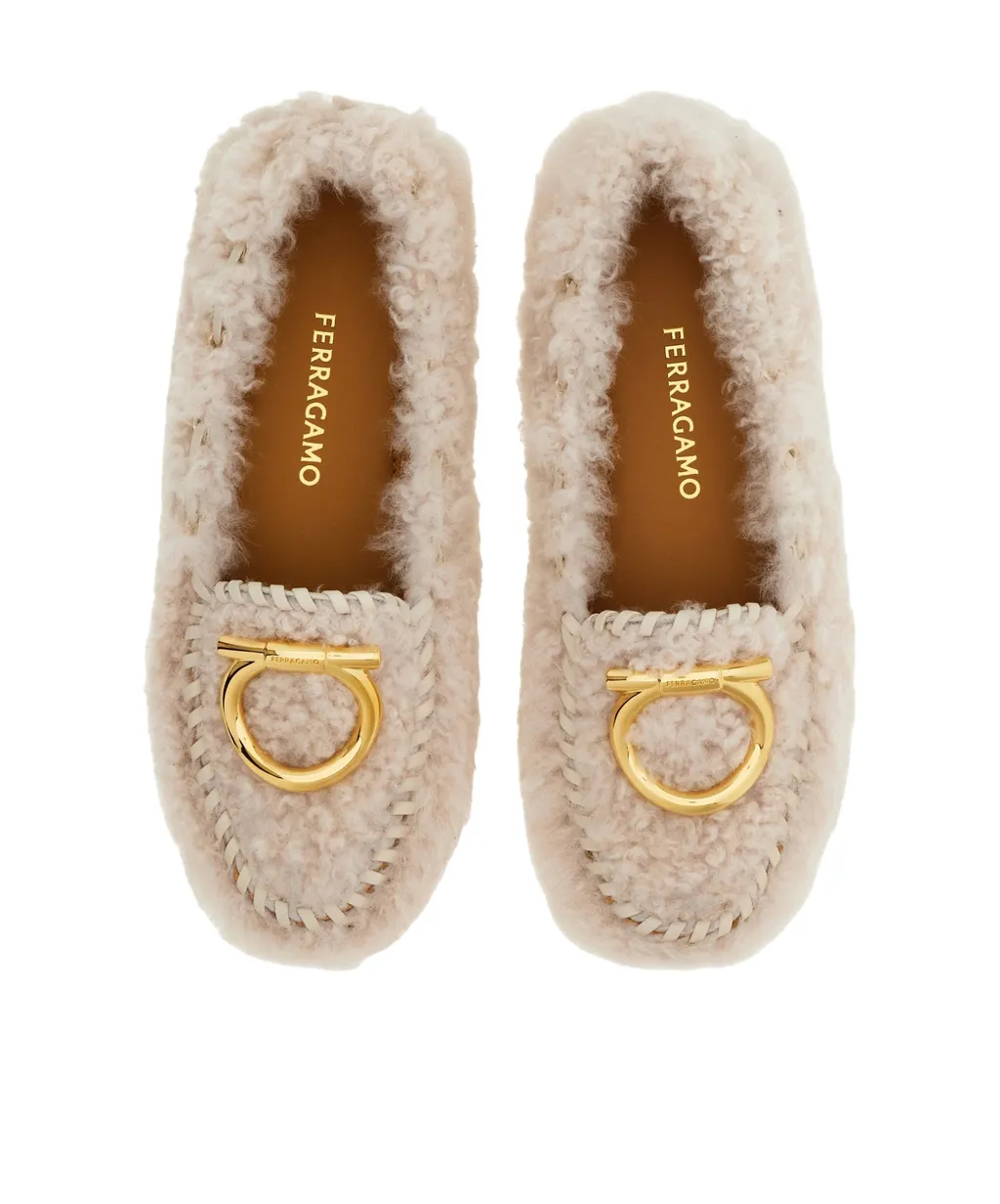 Ferragamo Flat Gancini Driver Loafers