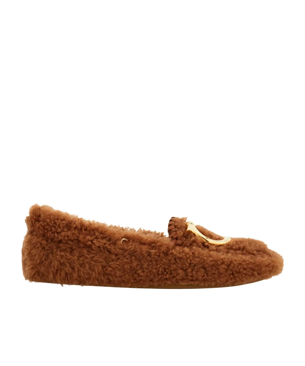 Ferragamo Flat Gancini Driver Loafers