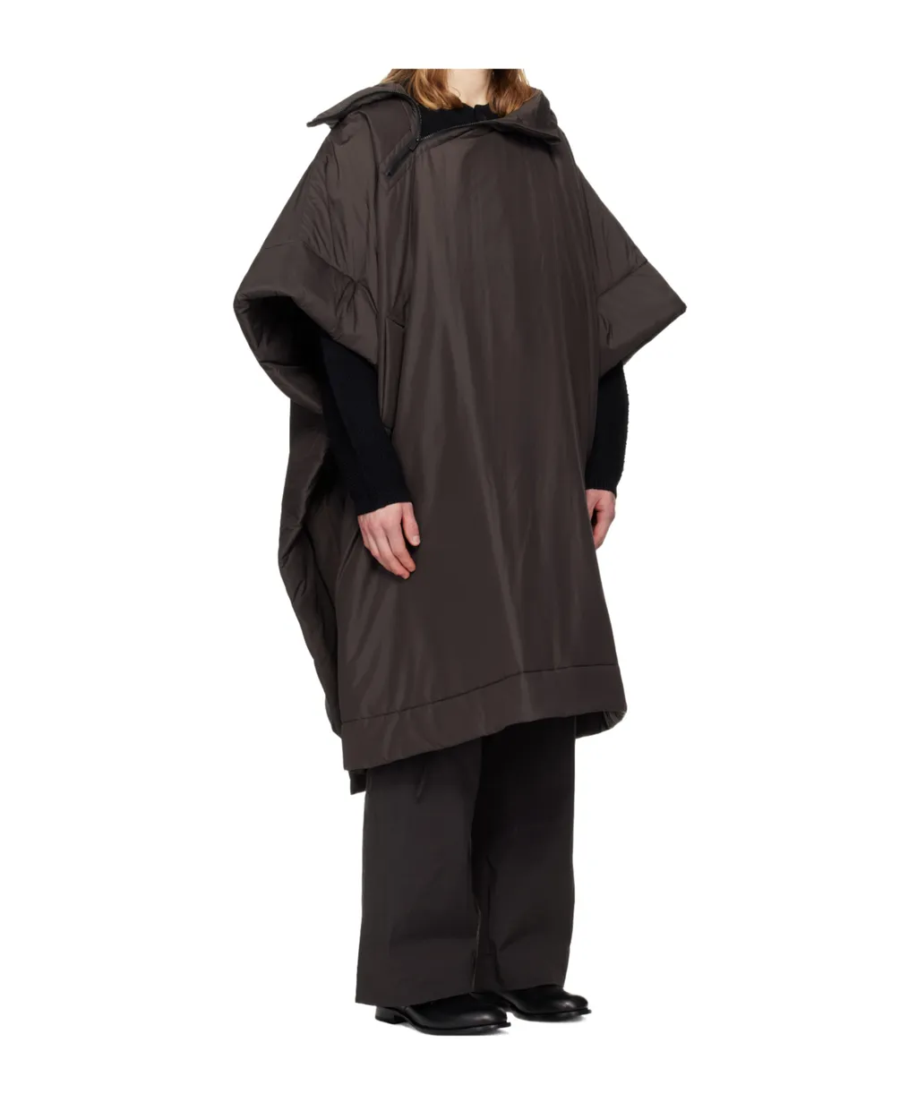 Hooded Zip-Fastening Padded Cape