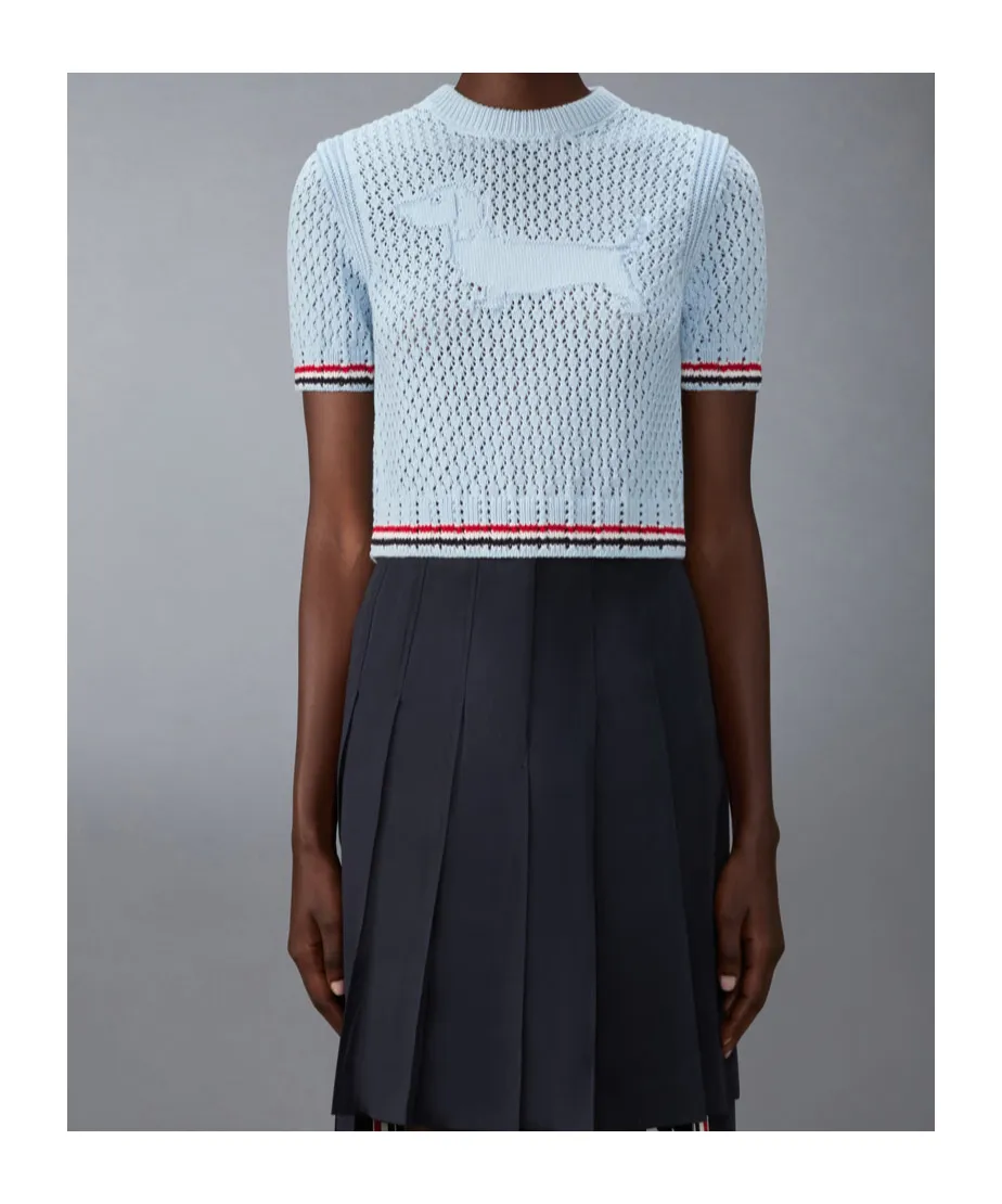 Thom Browne Hector Pointelle Knitted T-Shirt