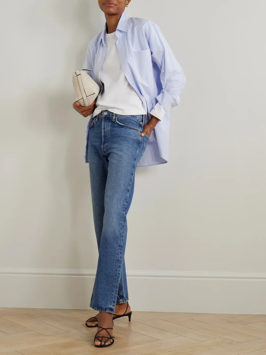 Lana Distressed Mid-Rise Straight Leg Jeans