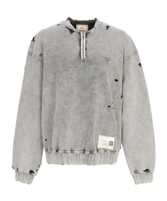 Bleached Half Zip Pullover