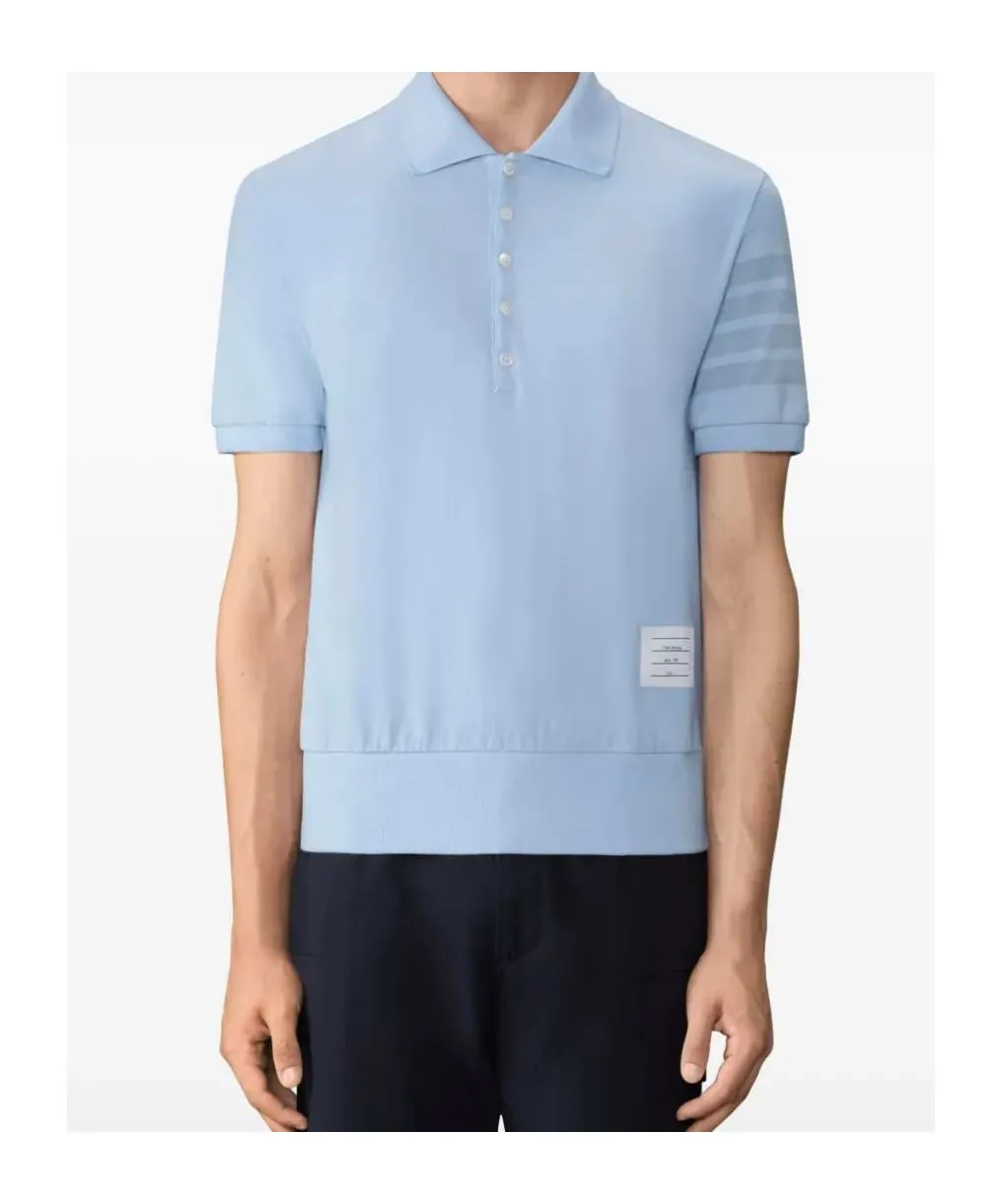 Thom Browne Ottoman 4-Bar Logo Patch Polo Shirt