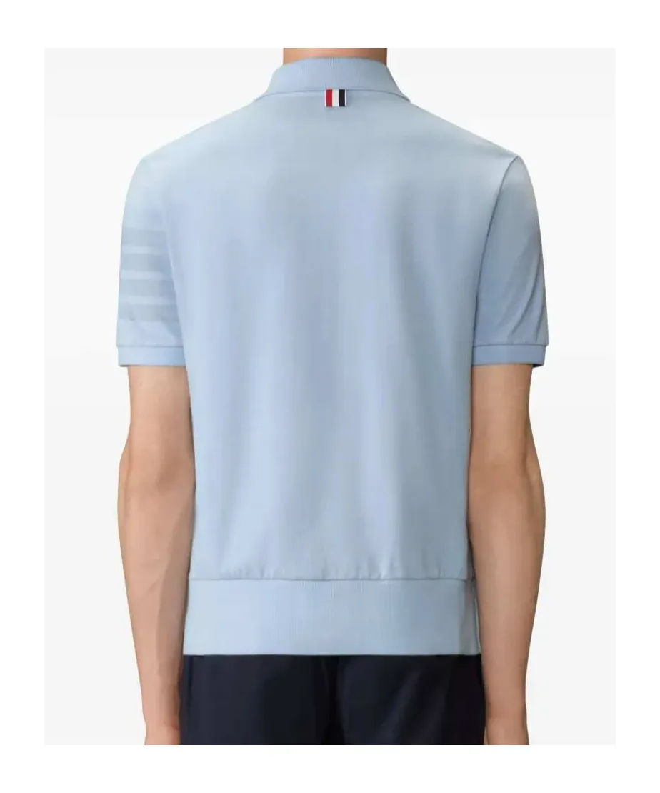 Thom Browne Ottoman 4-Bar Logo Patch Polo Shirt