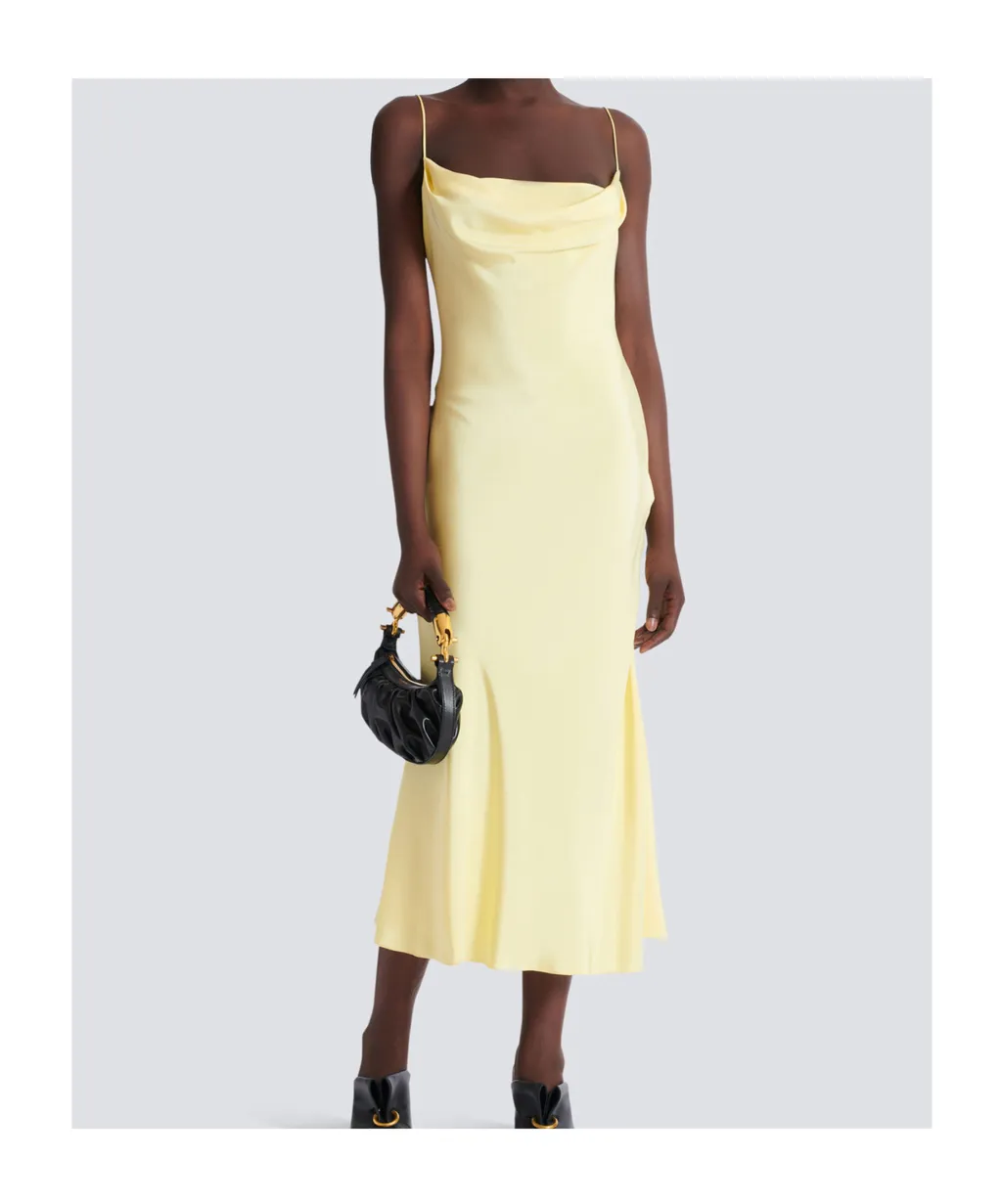 Long Strappy Dress In Silk Satin