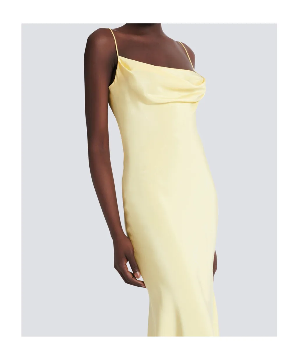Long Strappy Dress In Silk Satin