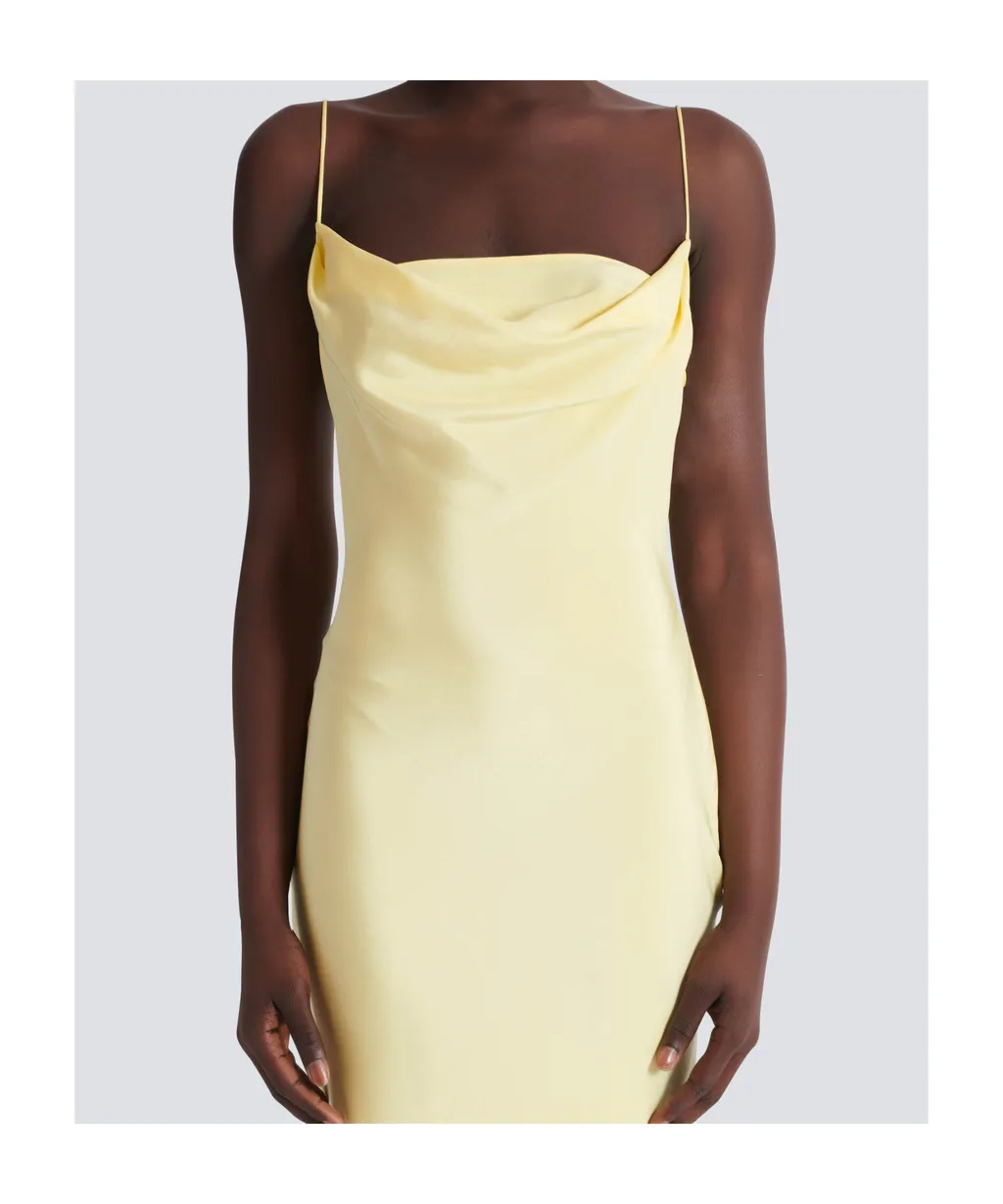 Long Strappy Dress In Silk Satin