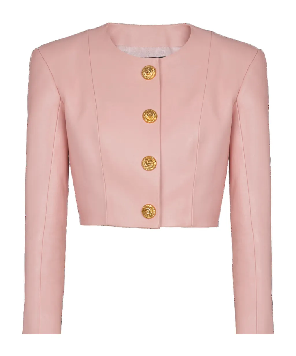 Balmain Cropped Leather Jacket