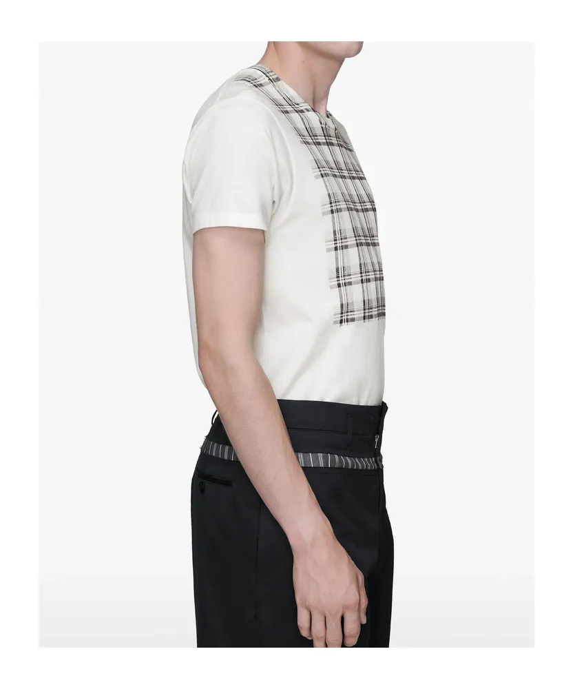 Cotton T-Shirt With Check Panel