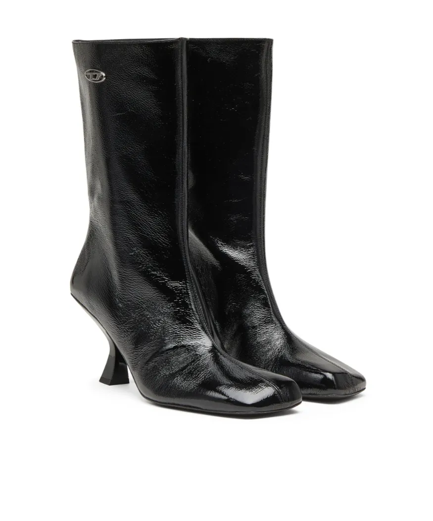 75Mm D-Amber Square-Toe Sculptural-Heel Boots