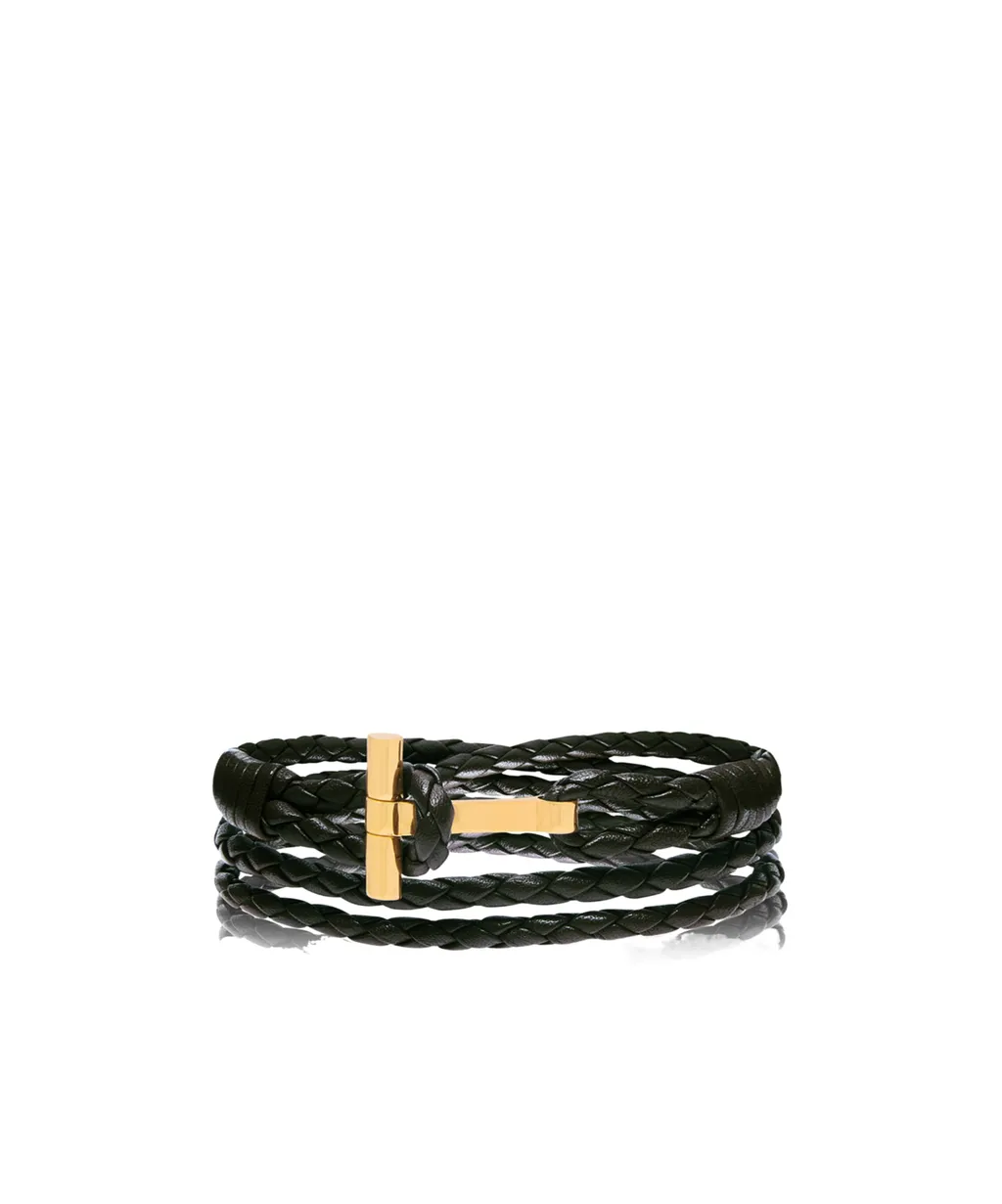 Tom Ford T Plaque Braided Bracelet