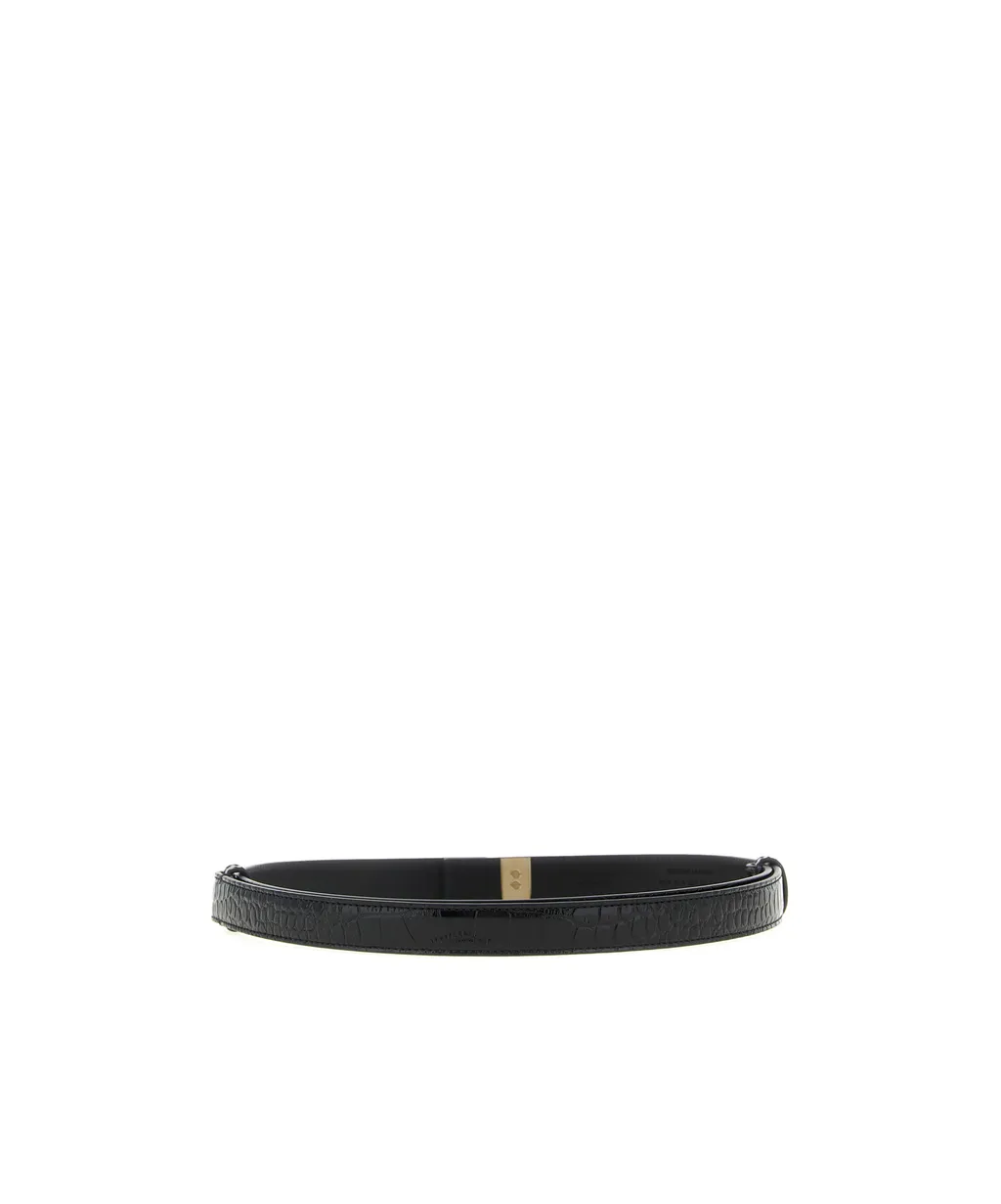 Croc-Print Metal Buckle Belt