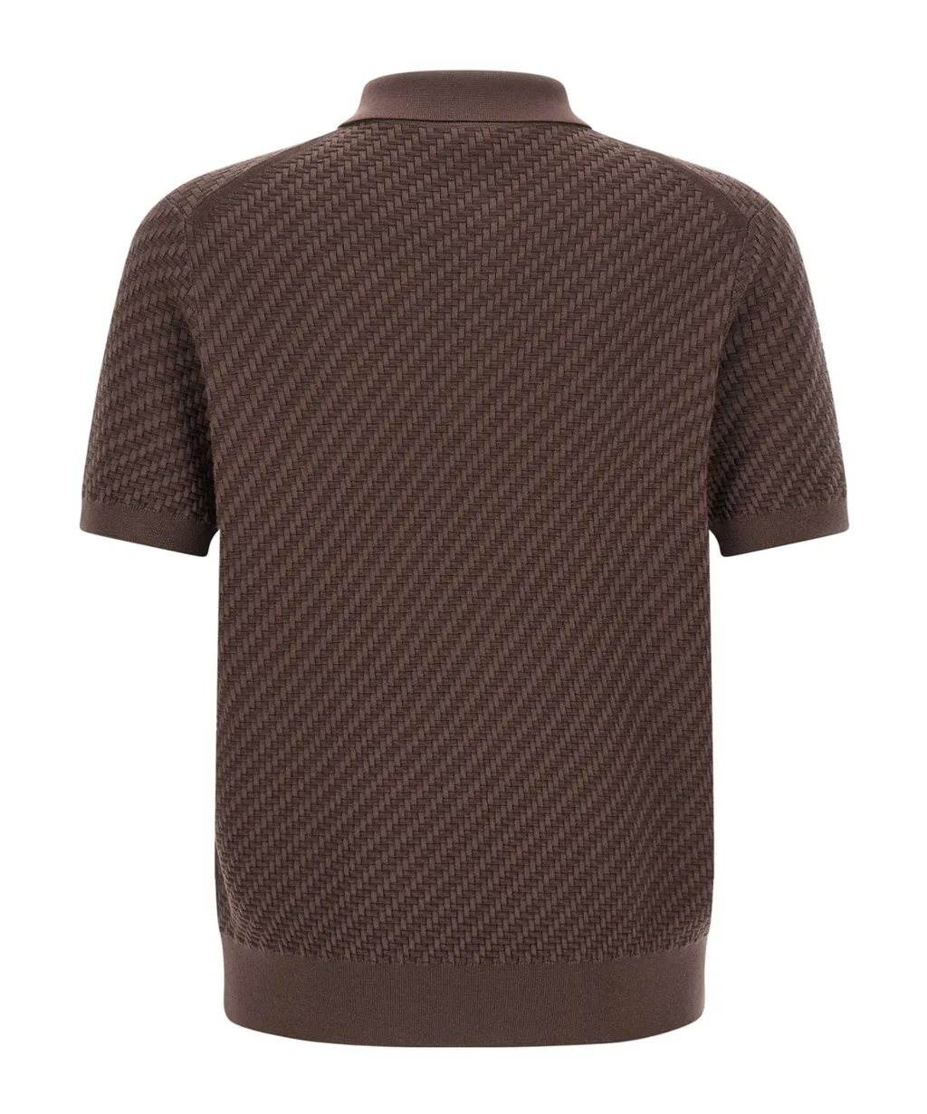Brioni Woven Pattern Knitted Polo Shirt