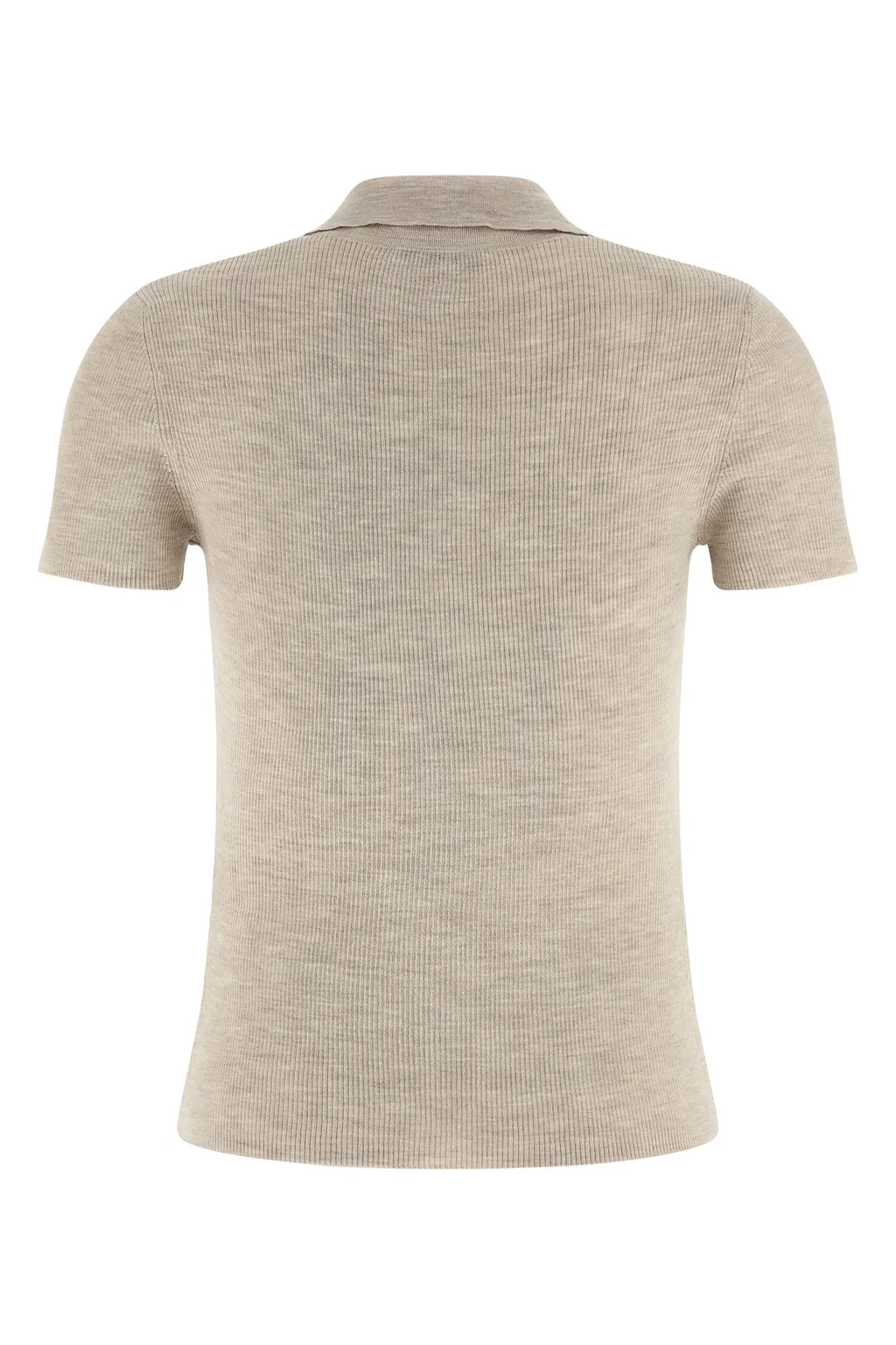 Ribbed Knit Wool Polo Shirt