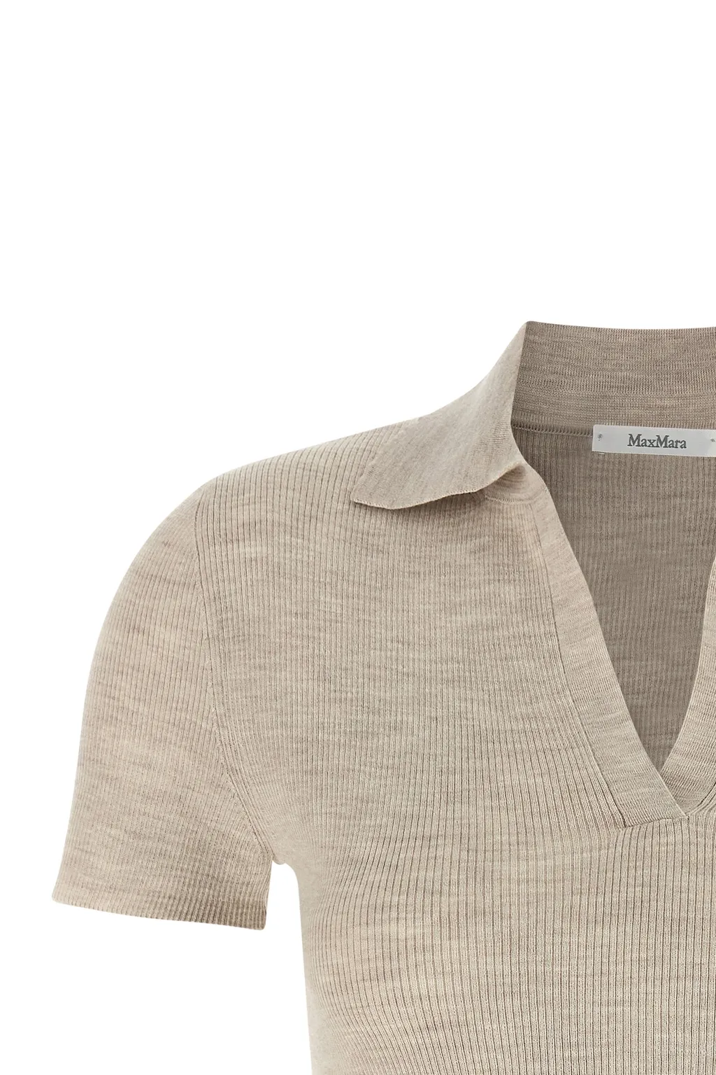 Ribbed Knit Wool Polo Shirt