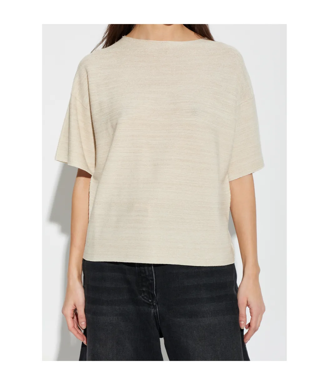 Fabiana Filippi Lurex Thread Crewneck Ribbed Top