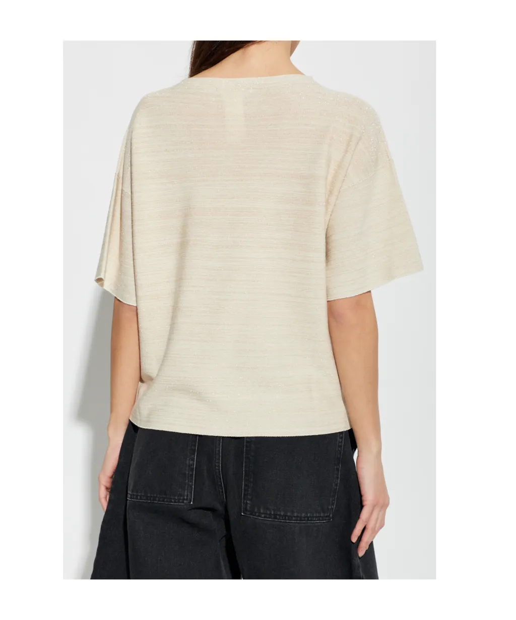 Fabiana Filippi Lurex Thread Crewneck Ribbed Top