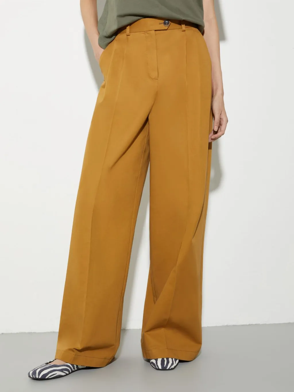 Wide-Leg Gabardine Trousers