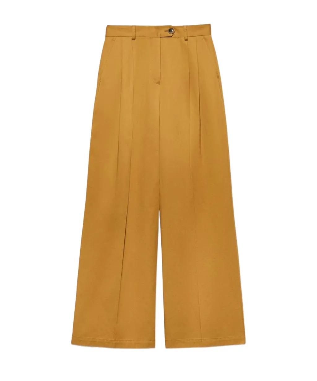 Wide-Leg Gabardine Trousers