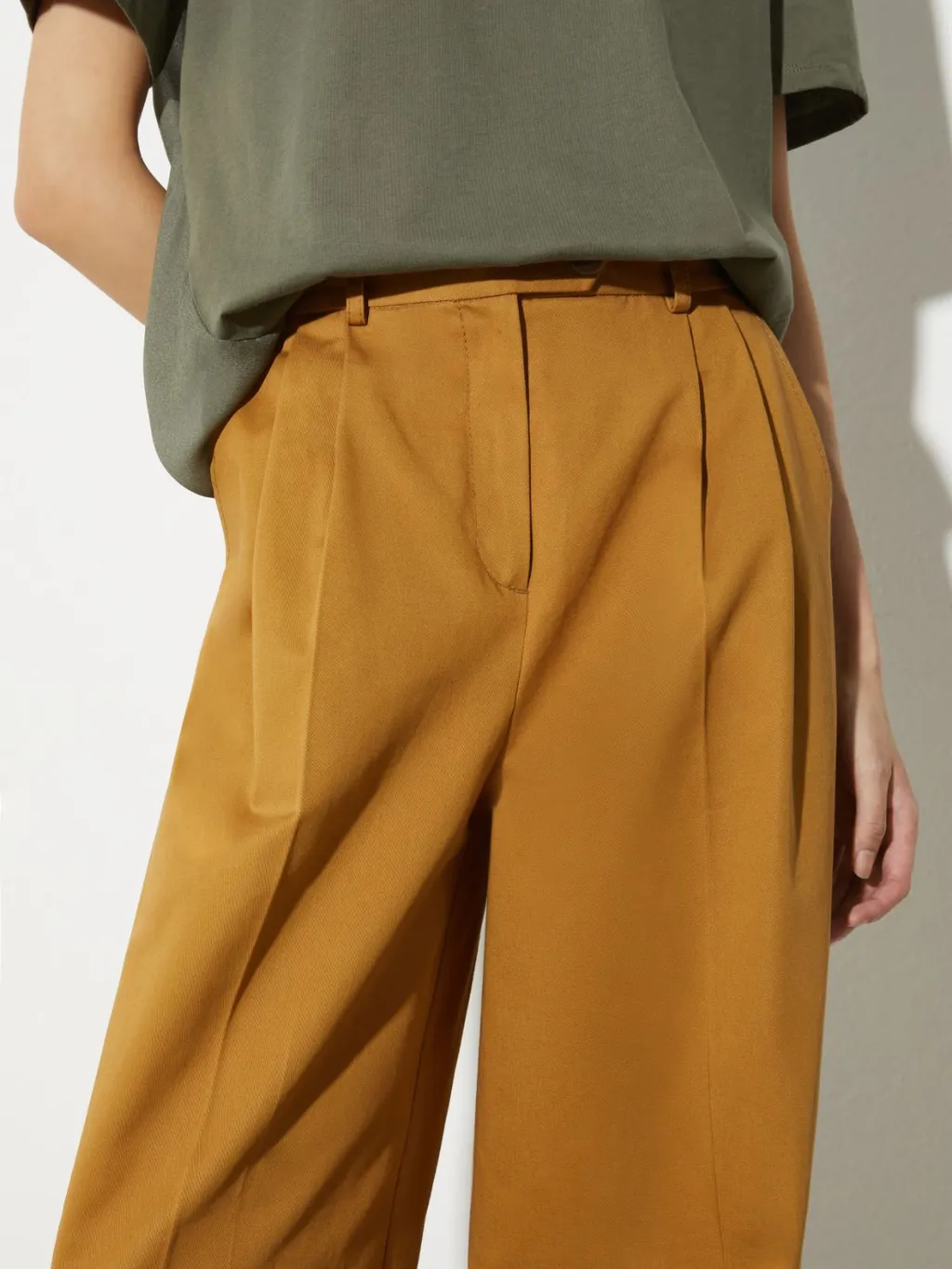 Wide-Leg Gabardine Trousers