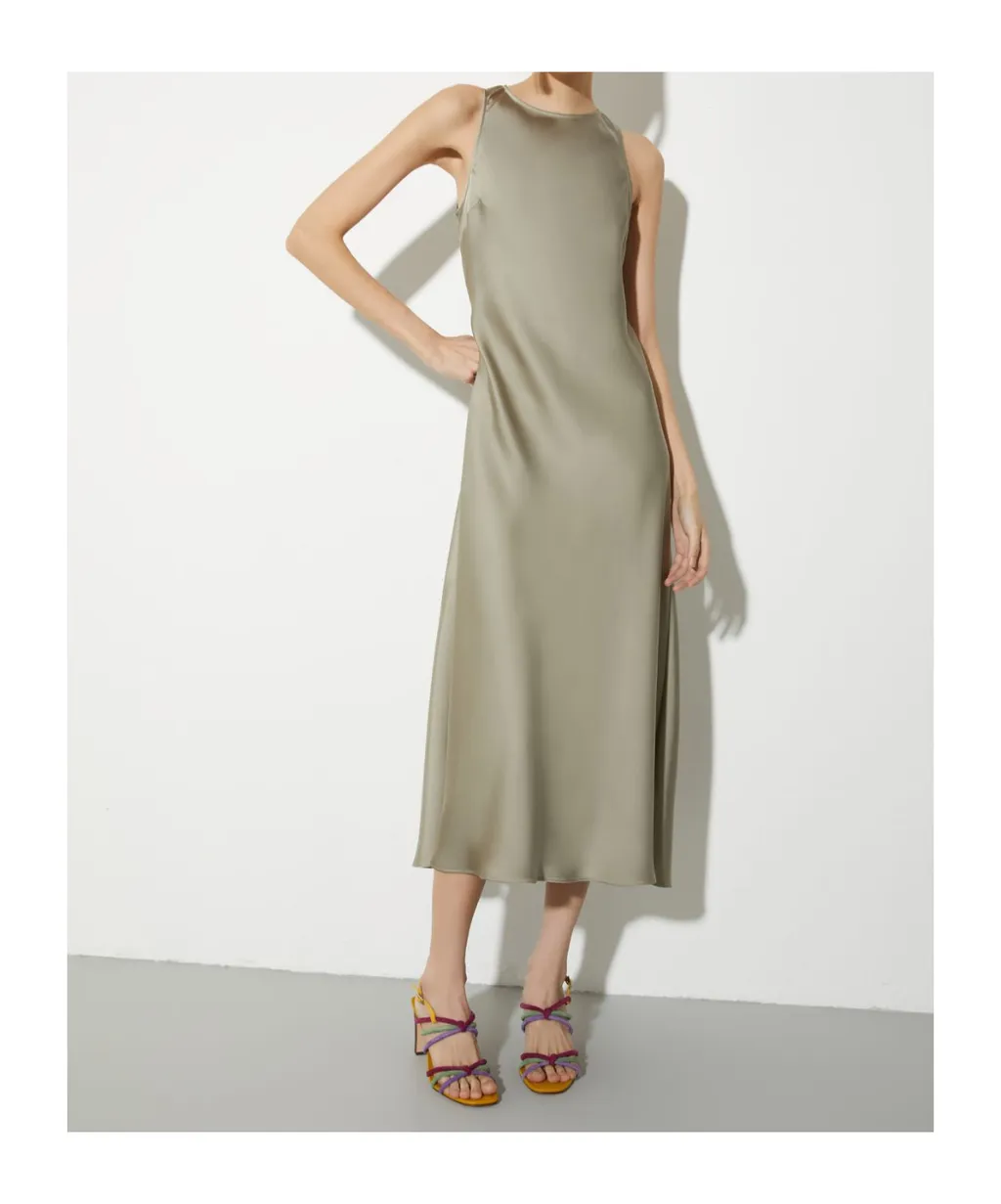 Satin Midi Shift Dress