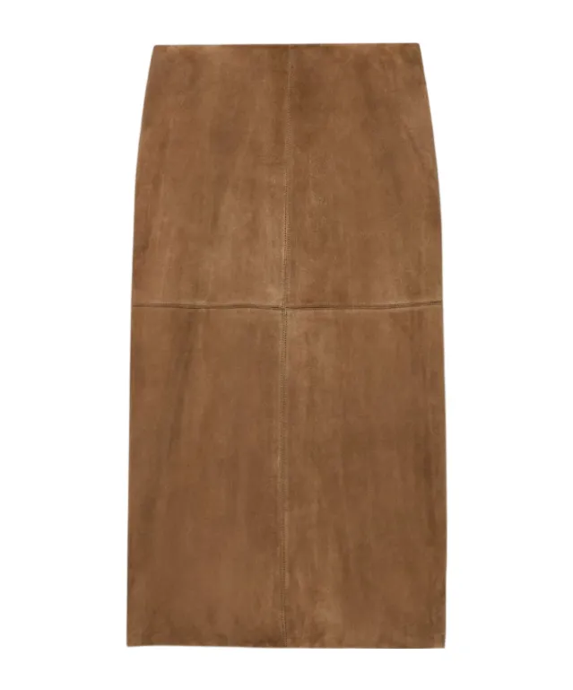 Suede Column Skirt