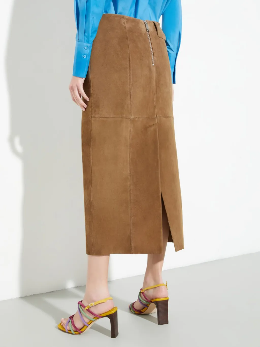 Suede Column Skirt