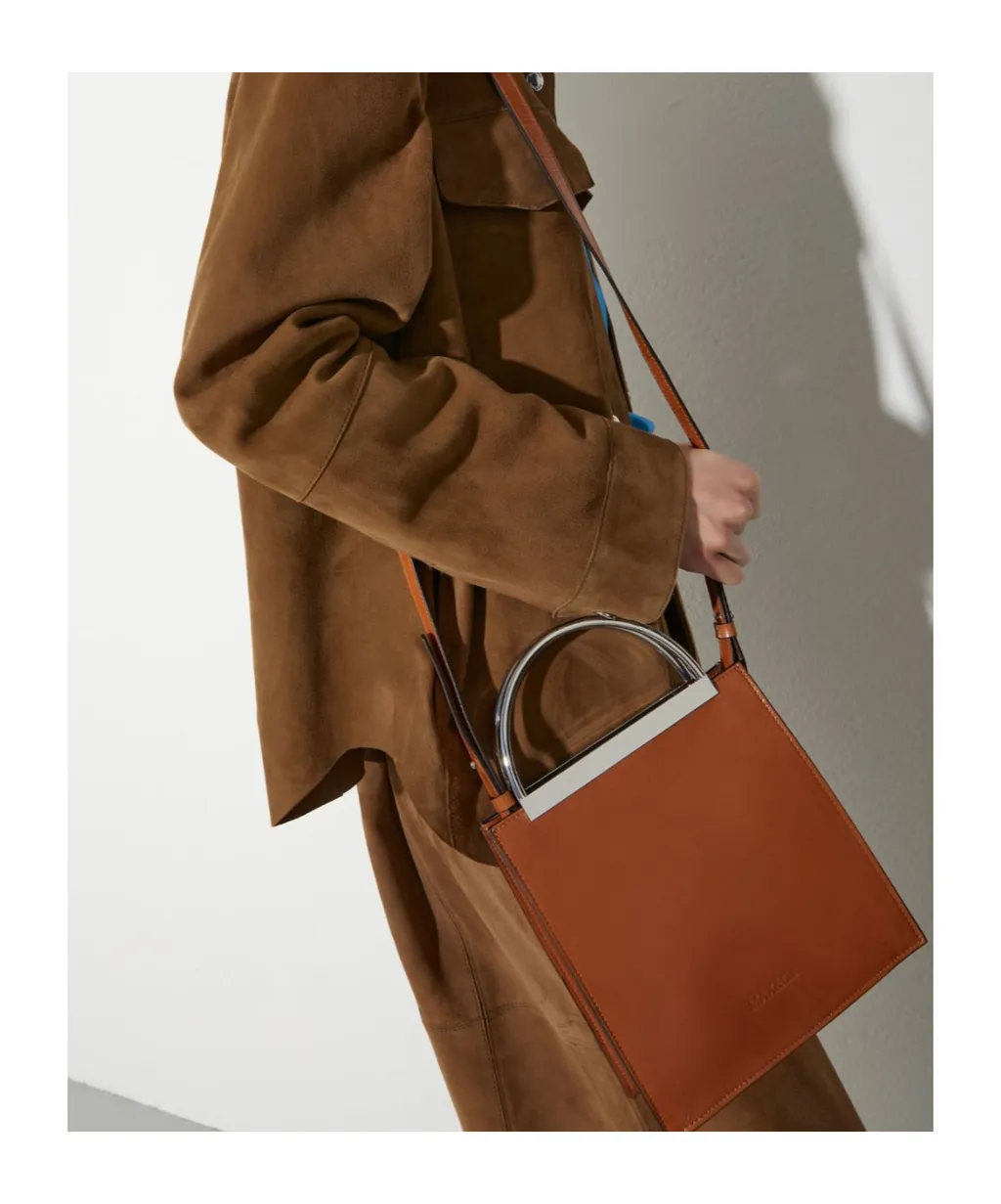 Leather Bag With Metal Handles