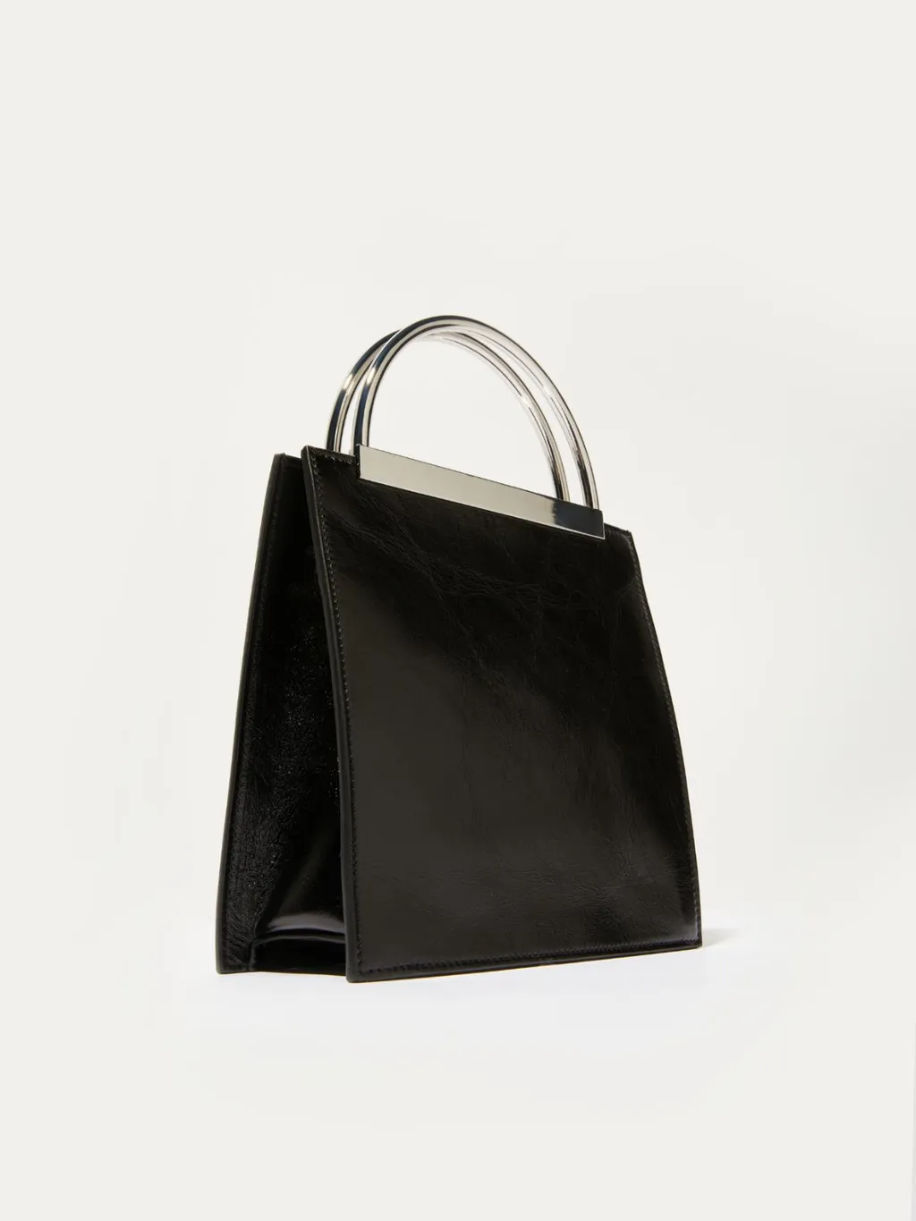 Leather Bag With Metal Handles