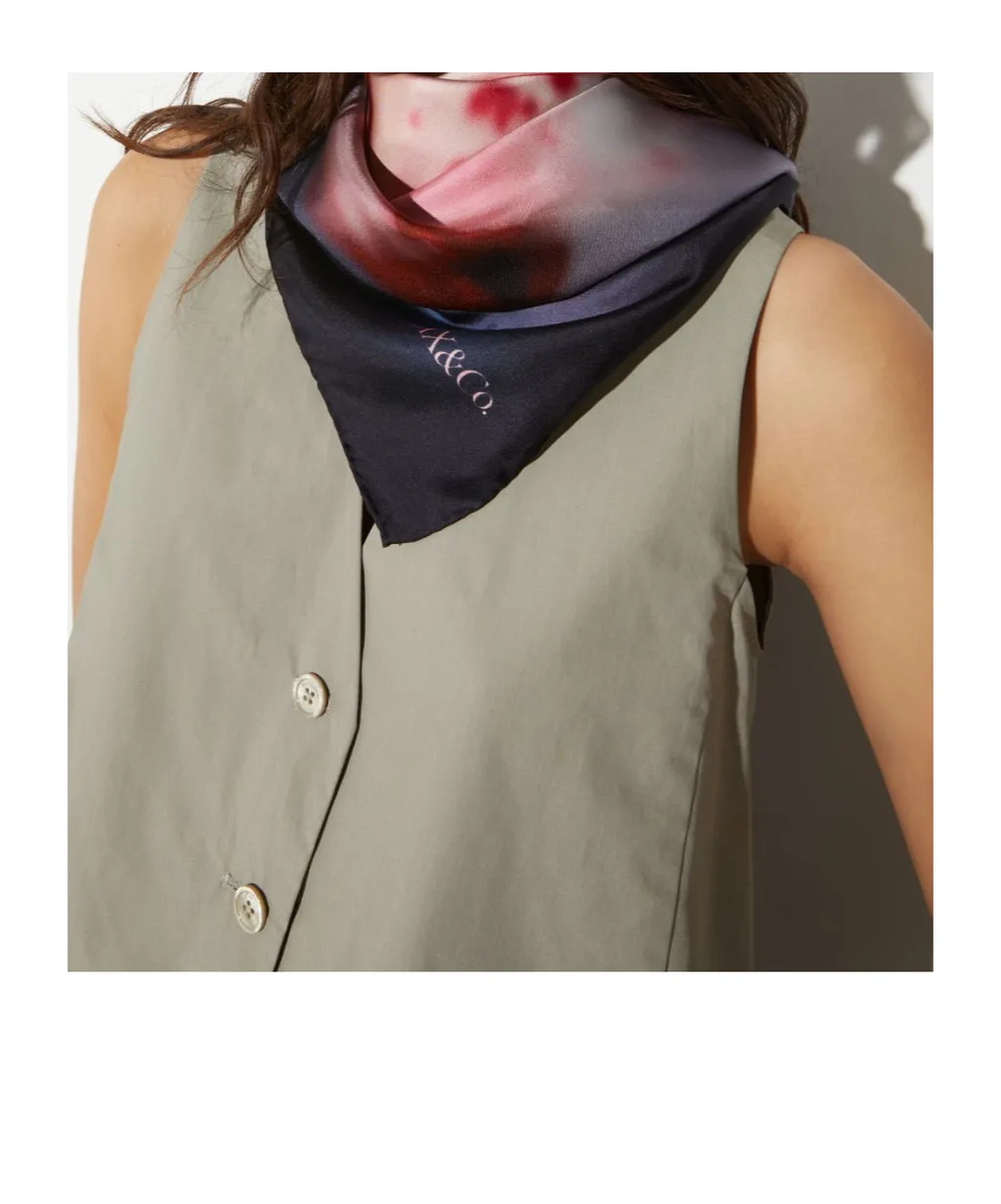 Floral Print Silk Twill Scarf