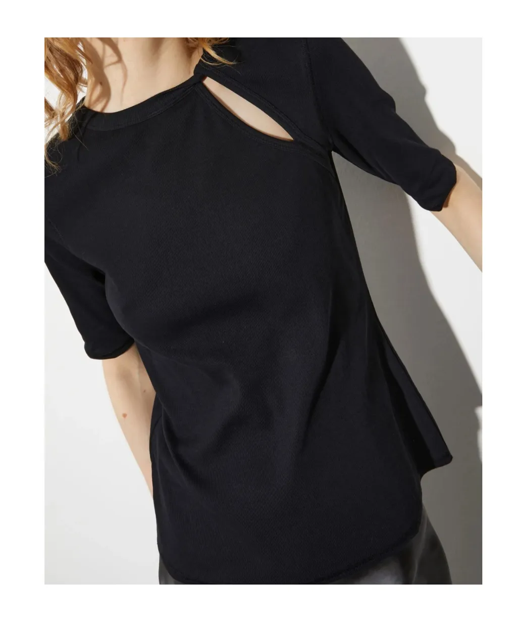 Ribbed Cutout T-Shirt