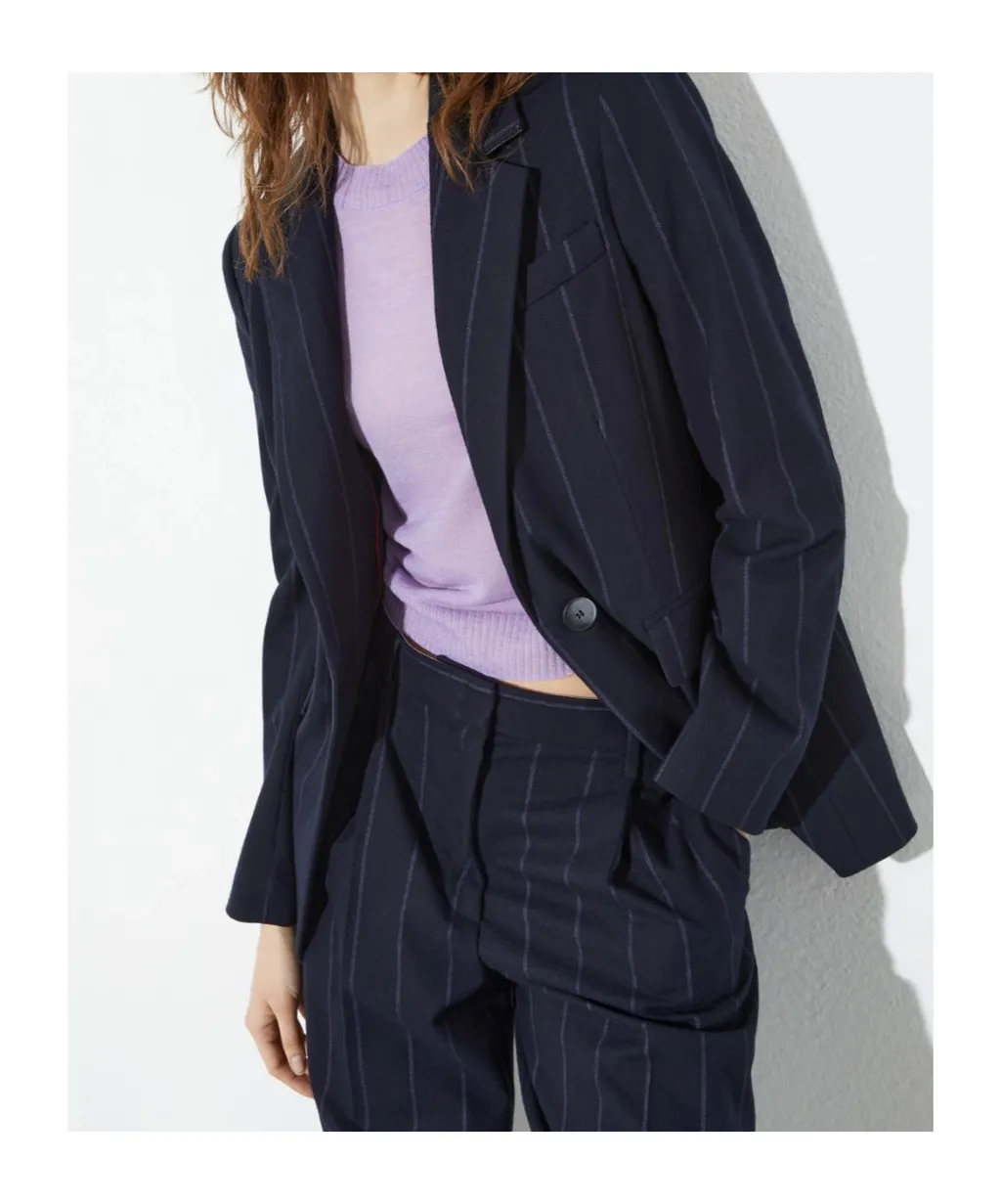 Pinstripe Flannel Suit Jacket