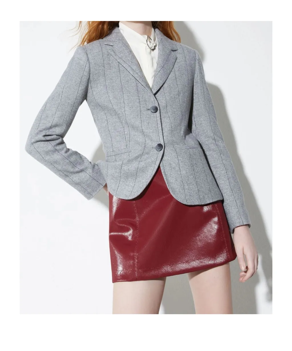 Long-Sleeved Flannel Suit Jacket