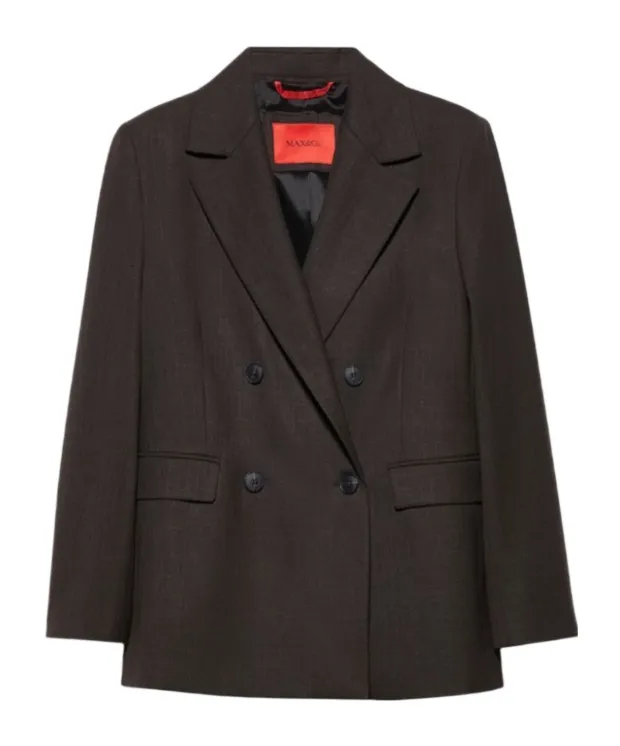 Double-Breasted Wool Blend Suit Jacket