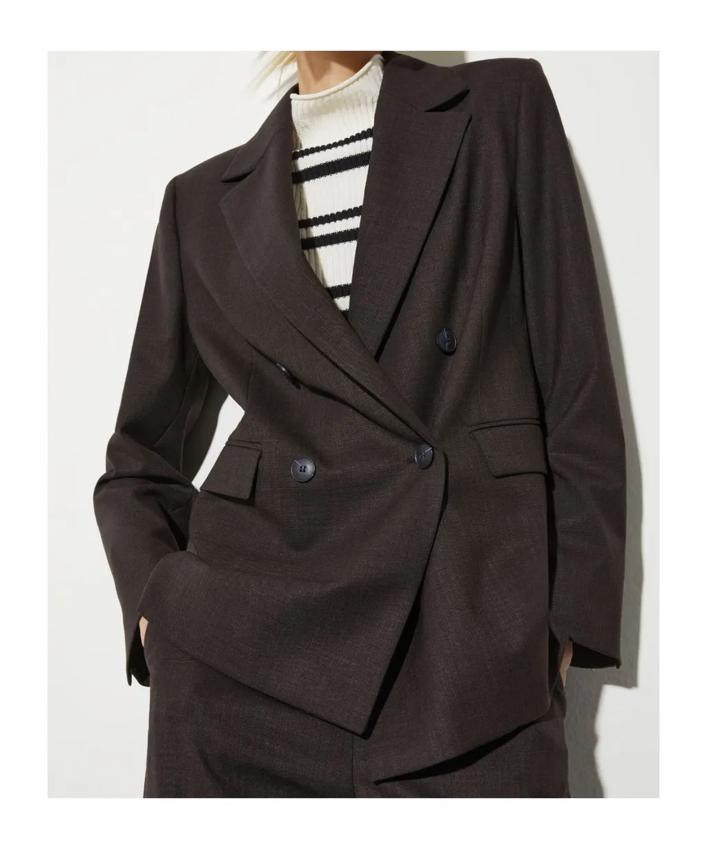 Double-Breasted Wool Blend Suit Jacket