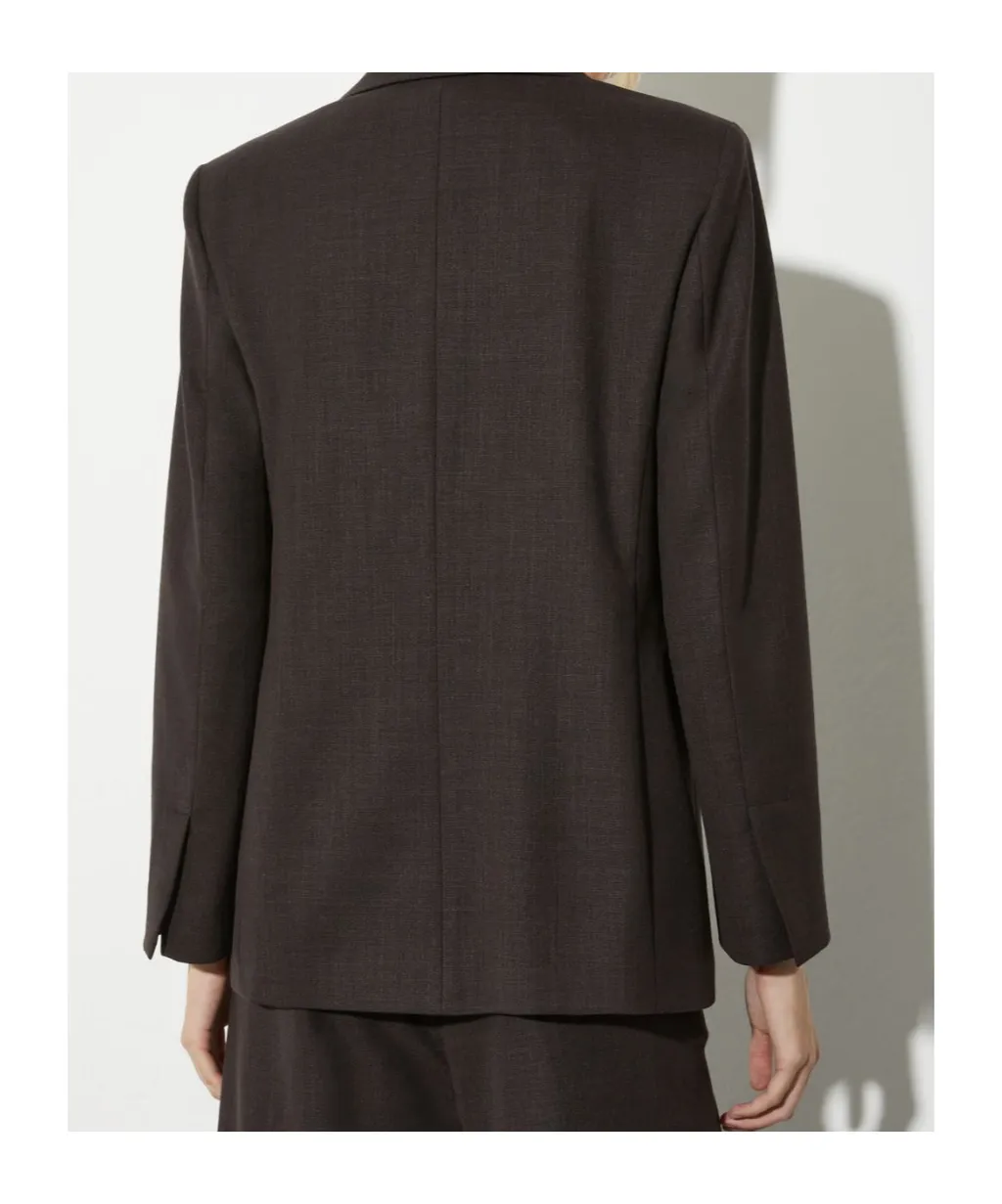 Double-Breasted Wool Blend Suit Jacket