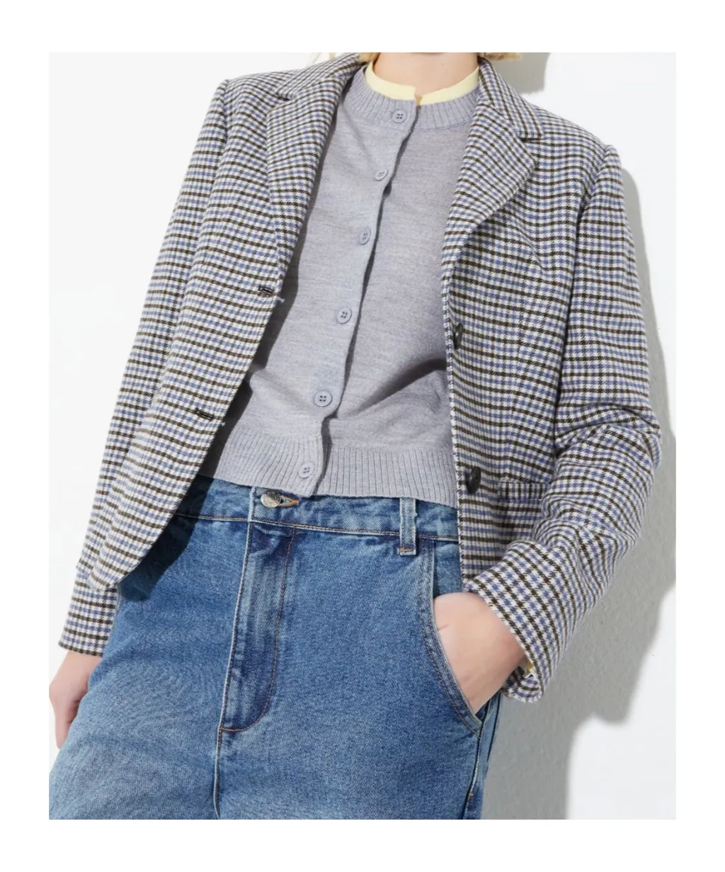 Long-Sleeved Flannel Suit Jacket