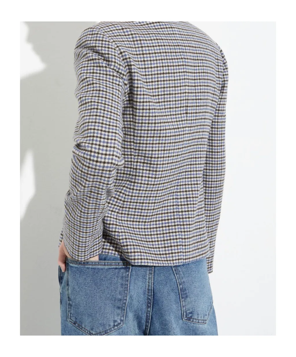 Long-Sleeved Flannel Suit Jacket